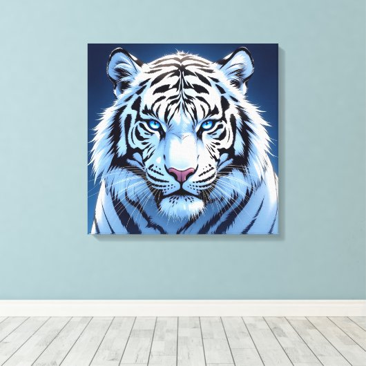 Toile Blue eyed White Tiger Ai Art (Insitu (Plancher de Bois))
