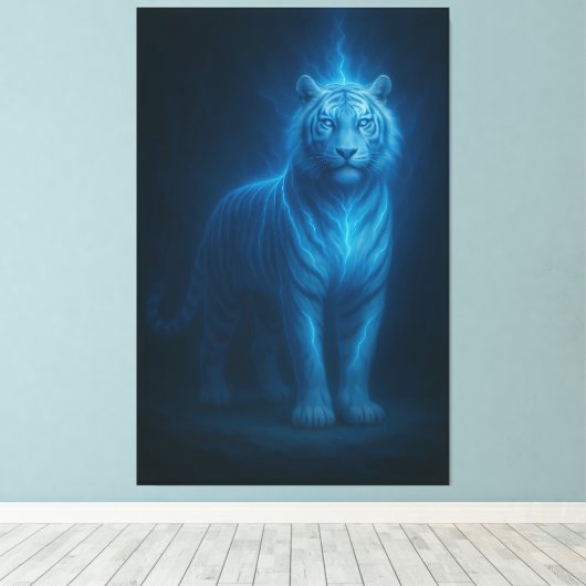 Toile Blue Flame Lightning White Tiger – Celestial Storm (Insitu (Plancher de Bois))