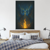 Toile Blue Flame Phoenix Twins – Fine Art Mythical Bird (Insitu(Chambre))