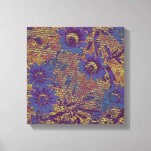 Toile Blue flowers against leaf camouflage (Recto)