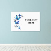 Toile Blue Flying Butterflies Morpho (Insitu (Plancher de Bois))