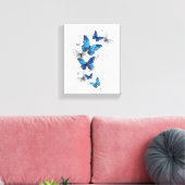 Toile Blue Flying Butterflies Morpho (Insitu(Salon))