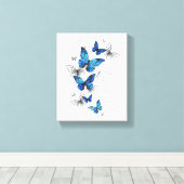 Toile Blue Flying Butterflies Morpho (Insitu (Plancher de Bois))