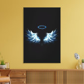 Toile Blue Glowing Angel Wings on black background (Insitu(Salon))