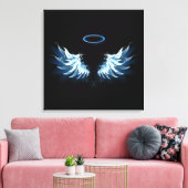 Toile Blue Glowing Angel Wings on black background (Insitu(Salon))