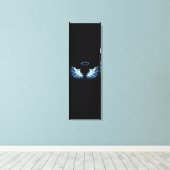 Toile Blue Glowing Angel Wings on black background (Insitu (Plancher de Bois))