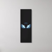 Toile Blue Glowing Angel Wings on black background (Recto)