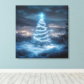 Toile Blue Glowing Winter Night Christmas Tree (Insitu (Plancher de Bois))