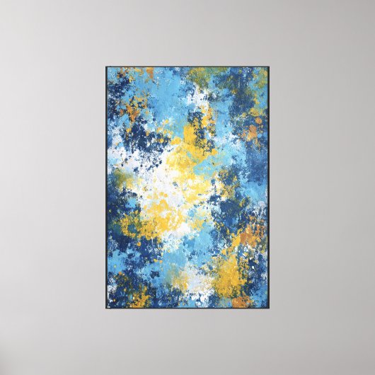 Toile Blue & Gold Expressive Splash Abstrait (Recto)