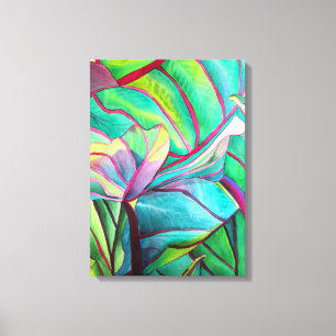 Toile Blue Hawaii Tropical leaf folios art