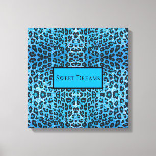 Toile Blue Leopard Faux Sparkle Sweet Dreams Modern Chic