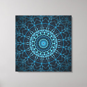 Toile Blue Mandala Net Retro Hippie Trippy Boho Chic