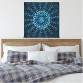 Toile Blue Mandala Net Retro Hippie Trippy Boho Chic (Insitu(Chambre))