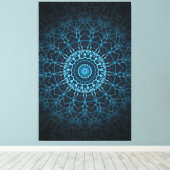 Toile Blue Mandala Net Retro Hippie Trippy Boho Chic (Insitu (Plancher de Bois))