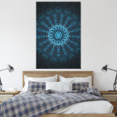 Toile Blue Mandala Net Retro Hippie Trippy Boho Chic (Insitu(Chambre))