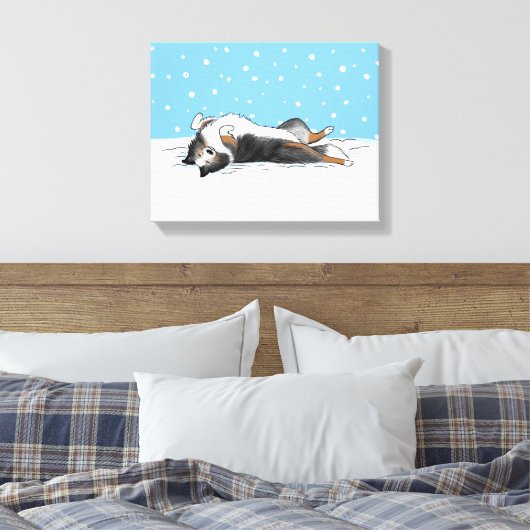 Toile Blue Merle Shetland Sheepdog Shelter Neige d'hiver (Insitu(Chambre))