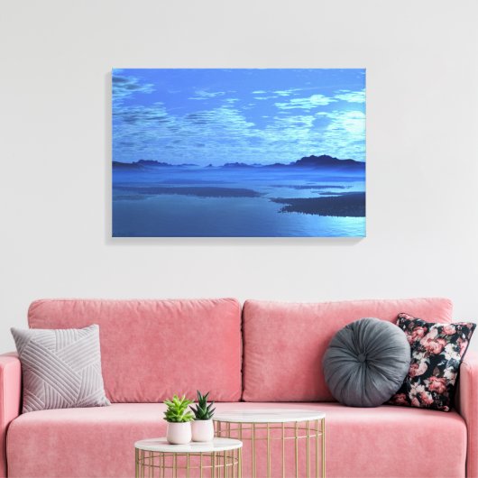 Toile Blue Mountains Blue Lake Fine Art Canvas Wrap (Insitu(Salon))