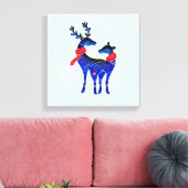 Toile Blue Nordic Christmas Reindeer Pair (Insitu(Salon))