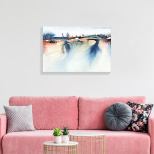 Toile Blue Peach Atmospheric Abstrait Paysage Peinture