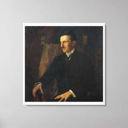 Toile Blue Portrait of Nikola Tesla - Canvas Print (Recto)