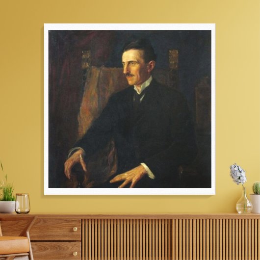 Toile Blue Portrait of Nikola Tesla - Canvas Print (Insitu(Salon))