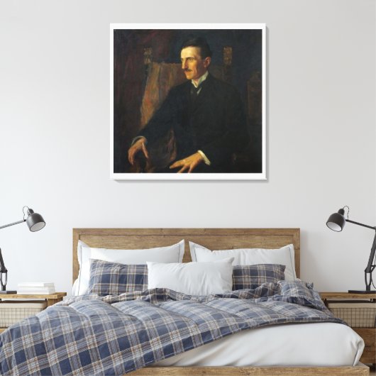 Toile Blue Portrait of Nikola Tesla - Canvas Print (Insitu(Chambre))