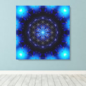Toile blue power mandala witla flower of life (Insitu (Plancher de Bois))