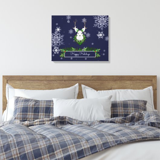 Toile Blue Reindeer Canvas Print (Insitu(Chambre))