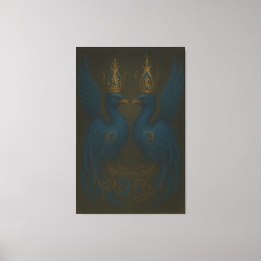 Toile Blue Royal Phoenix Duo · Luxury Canvas Print (Recto)