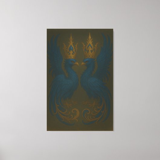 Toile Blue Royal Phoenix Duo · Luxury Canvas Print (Recto)