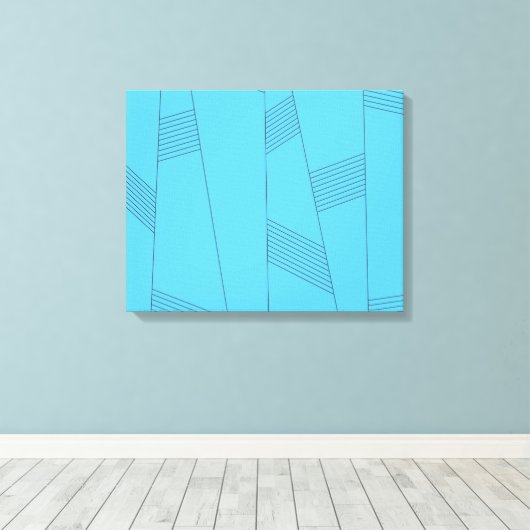Toile Blue, simple, elegant, abstract line pattern (Insitu (Plancher de Bois))