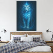 Toile Blue Spirit Lightning White Tiger – Ethereal Storm (Insitu(Chambre))