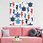 Toile Blue Tropical Ocean Turtle Seahores (Insitu(Salon))