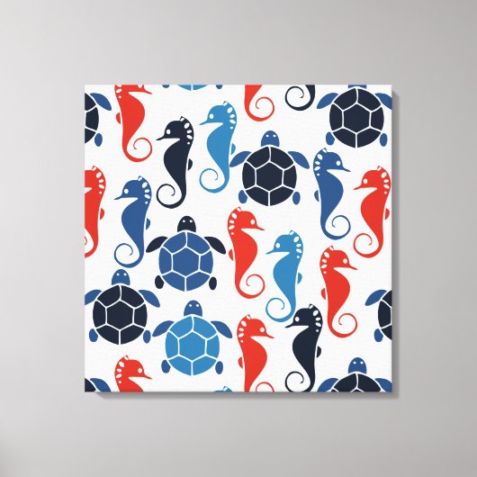 Toile Blue Tropical Ocean Turtle Seahores (Recto)