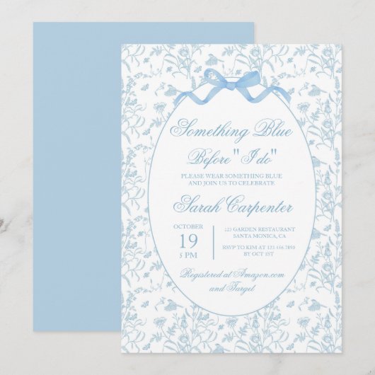 Toile Blue Vrijgezellenfeest Kaart (Voorkant / Achterkant)
