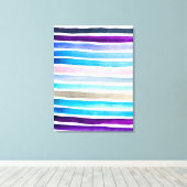 Toile Blue watercolor stripes painted (Insitu (Plancher de Bois))