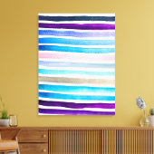 Toile Blue watercolor stripes painted (Insitu(Salon))