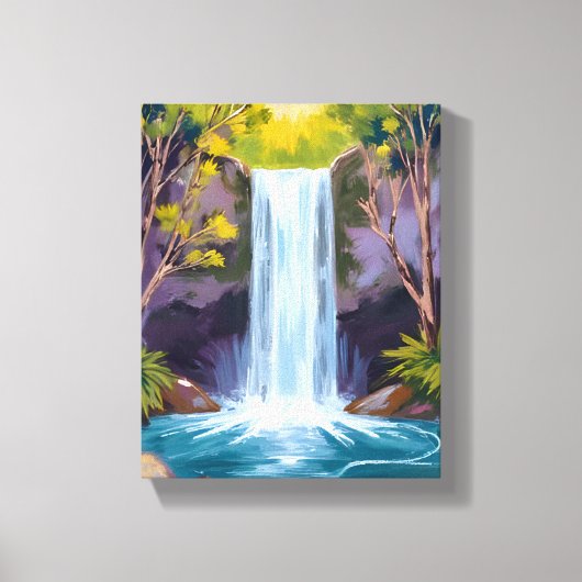 Toile Blue Waterfall | Forest Landscape Nature Painting (Recto)