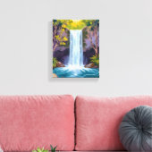 Toile Blue Waterfall | Forest Landscape Nature Painting (Insitu(Salon))