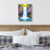 Toile Blue Waterfall | Forest Landscape Nature Painting (Insitu(Chambre))