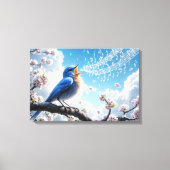 Toile Bluebird chante sur une branche de cerisier (Recto)