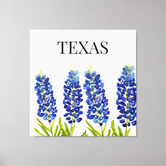 Toile Bluebonnets Texas State Flowers Lupine Watercolor (Recto)