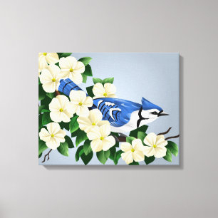 Toile Bluejay Sur Flower Dogwood Branch