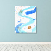 Toile Blues 030 Abstrait Aquarelle Texture Canvas (Insitu (Plancher de Bois))