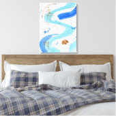 Toile Blues 030 Abstrait Aquarelle Texture Canvas (Insitu(Chambre))