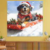 Toile Bluetick Coonhound Dog dans Sledge Noël (Insitu(Salon))