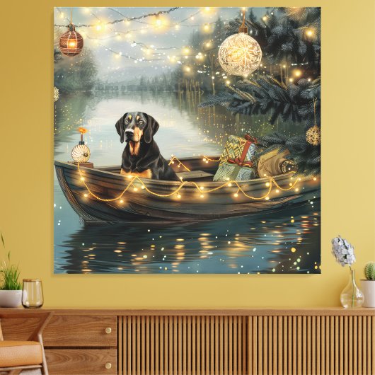 Toile Bluetick Coonhound Noël Festive Voyage (Insitu(Salon))