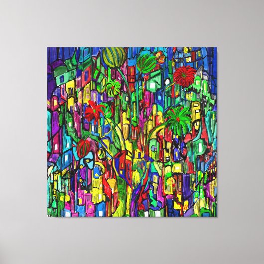 Toile Blumen-Baum im Häusermeer. (Recto)