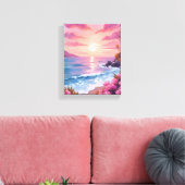 Toile Blush Beach Bay | Ocean Sunset Pink Watercolor (Insitu(Salon))