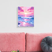 Toile Blush Ocean Sunset Waves Watercolor (Insitu(Salon))